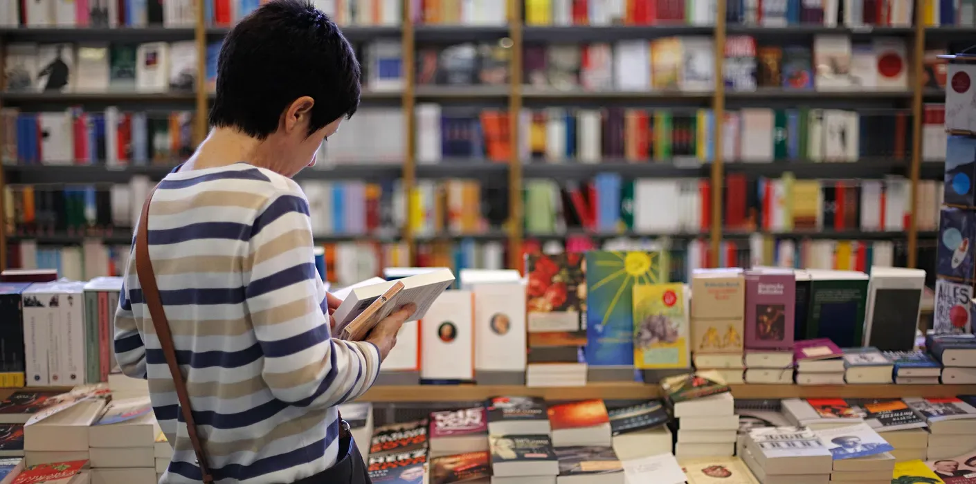 Readers browsing shelves at Royal Book House